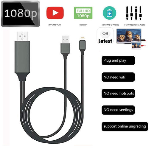 8pin To HDMI HDTV AV TV Adapter Video Output Cable For iPad iPhone iOS 12  11 10