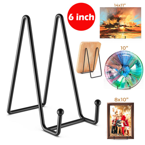 6 Inch Plate Holders For Display -2Pcs Plate Holder Black Iron Easel Plate  Holder Picture Display Stand Metal Frame Holders For Photo,Dish And Table  Art 