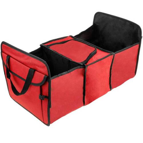 FOR AUDI A6 A7 A8 - Boot Tidy Organiser Storage Car Trunk Square Bag  Leather Red